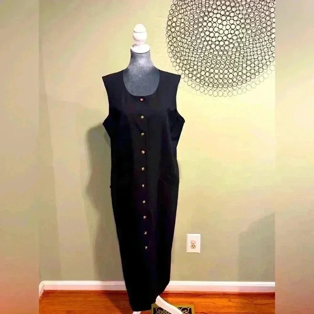 Orvis black sleeveless button up dress - Size 16
